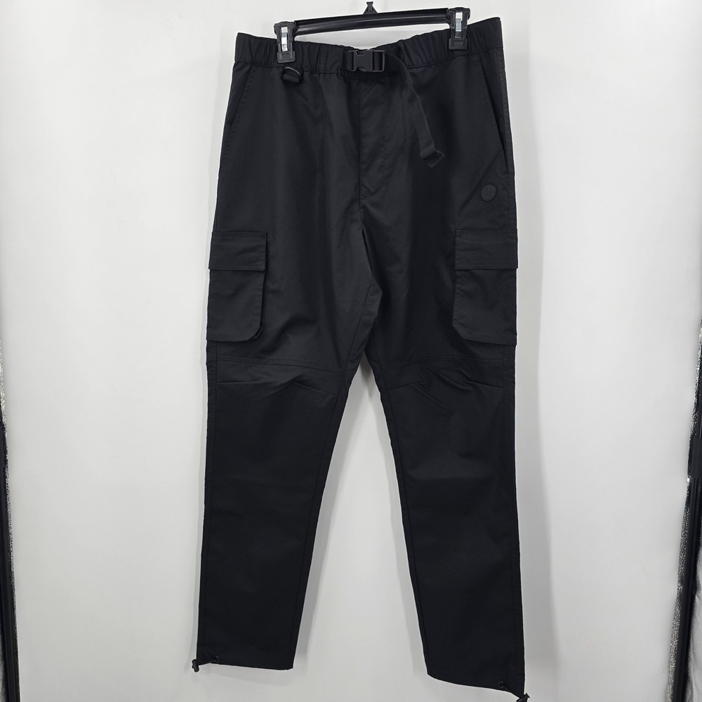 SND Mens Medium Black Cargo Pants Integrated Belt ‎ Multi Pocket Utility